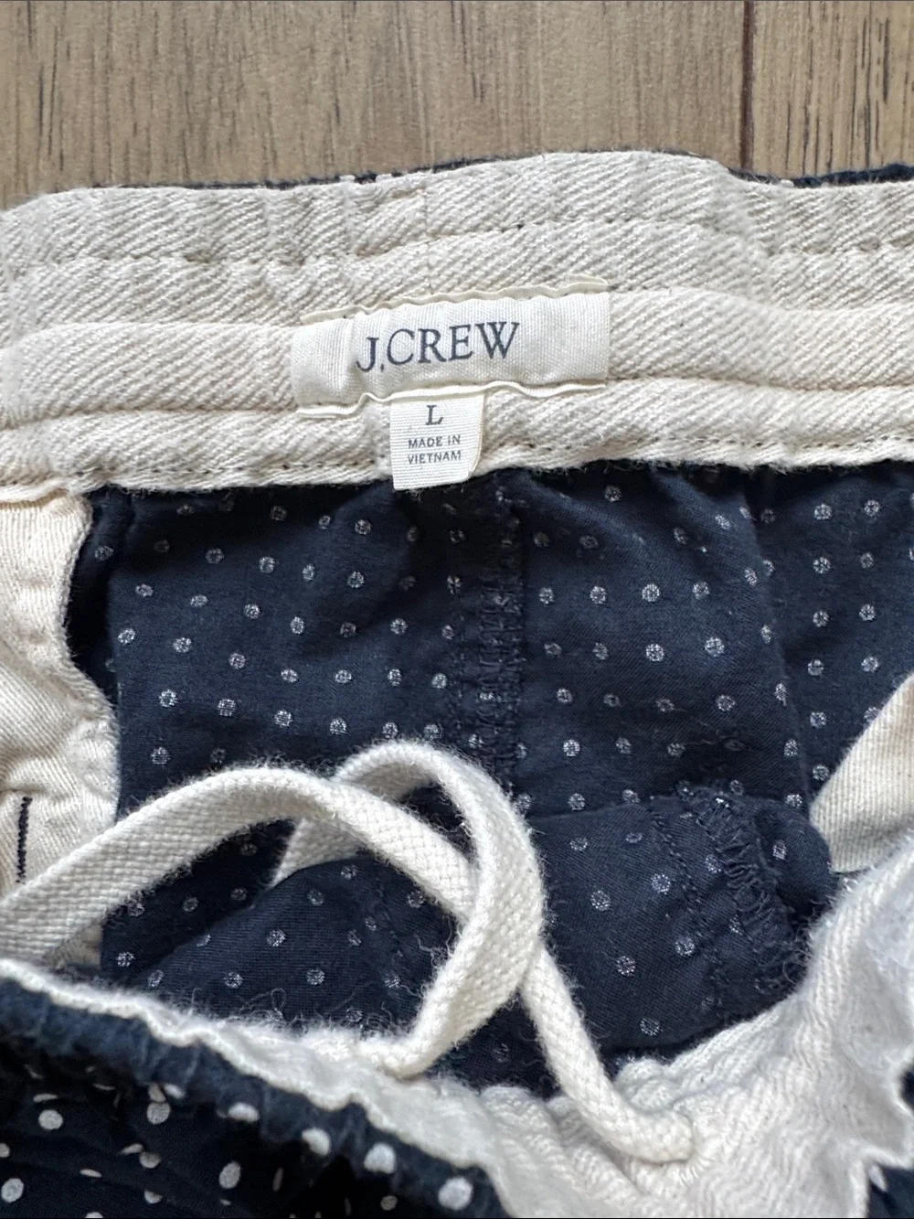 J. Crew Polka Dot Shorts Men’s Large Navy Blue Drawstring Lounge Casual